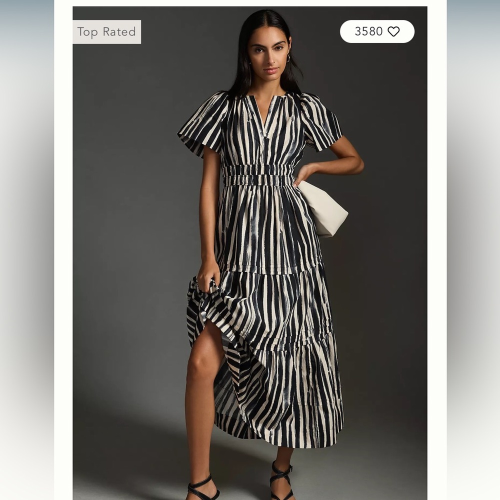 Anthropologie Black and White Striped Maxi Dress